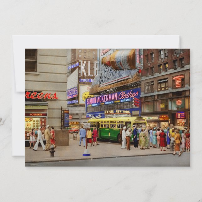 City - Manhattan, NY - 43rd och Broadway 1952 Inbjudningar (Framsida)