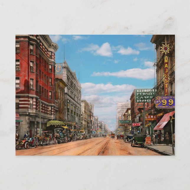 City - Memphis TN - Main Street Mall 1909 Vykort (Framsida)