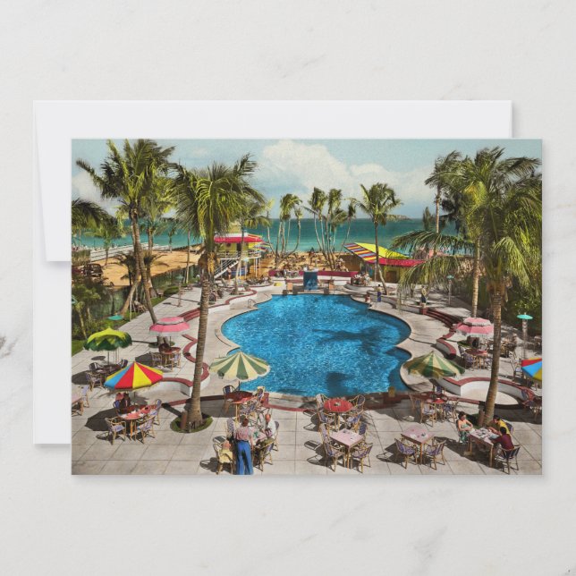 City - Miami FL - Sitta poolside 1941 Inbjudningar (Framsida)