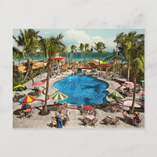 City - Miami FL - Sitta poolside 1941 Vykort