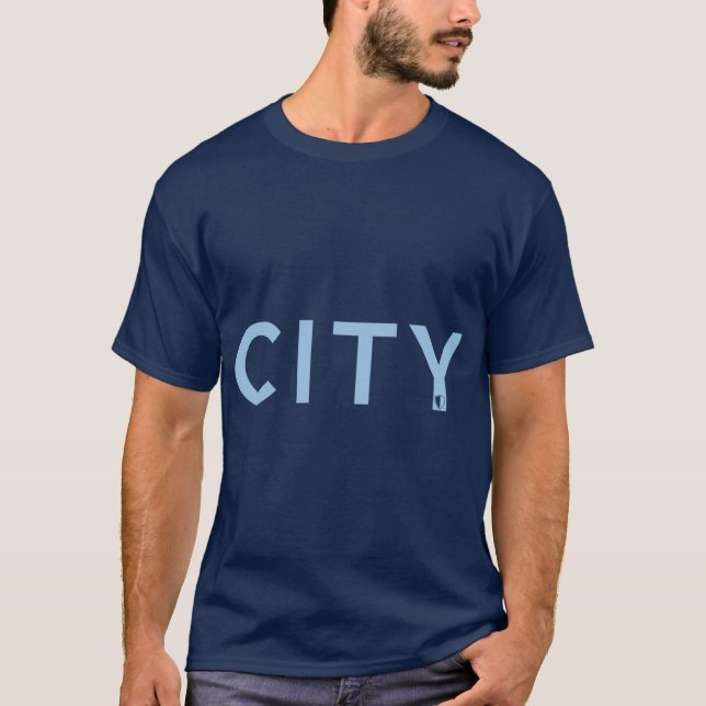 CITY Navy Sky Blue retro T Shirt (Framsida)