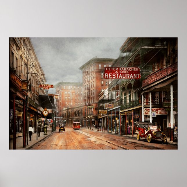 City - New Orleans - The St Charles Ave 1910 Poster (Framsidan)