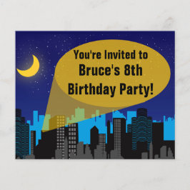 City Night Skyline Superhjälte Boys Födelsedagsfes