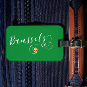 City of Brussels Flagga In Heart Bagagebricka