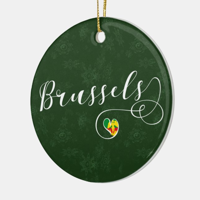 City of Brussels Flagga In Heart Julgransprydnad Keramik (Vänster)