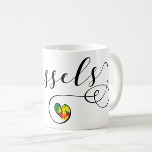 City of Brussels Flagga In Heart Kaffemugg
