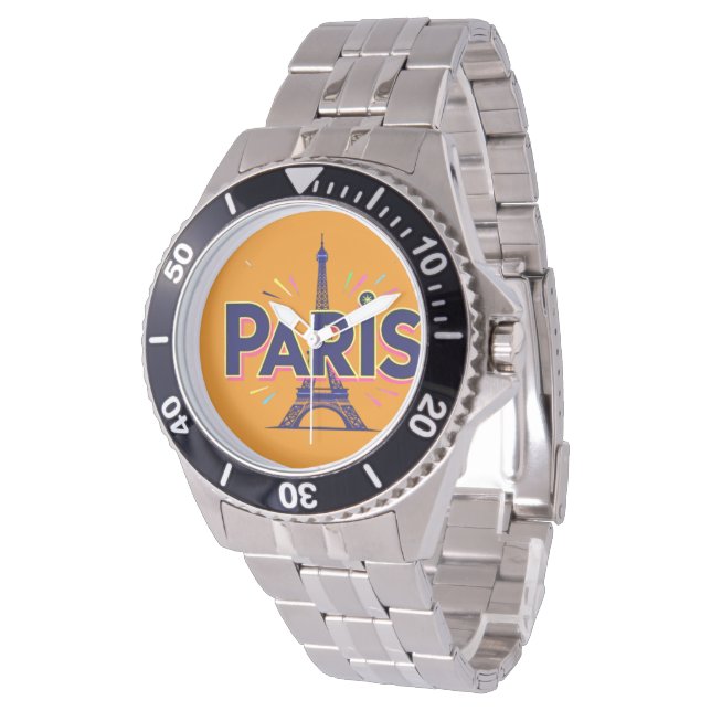 City of Lights: Bold Paris Typography Art Armbandsur (Vinklad)
