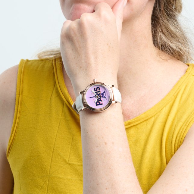 City of Lights: Bold Paris Typography Art Armbandsur (Handled)