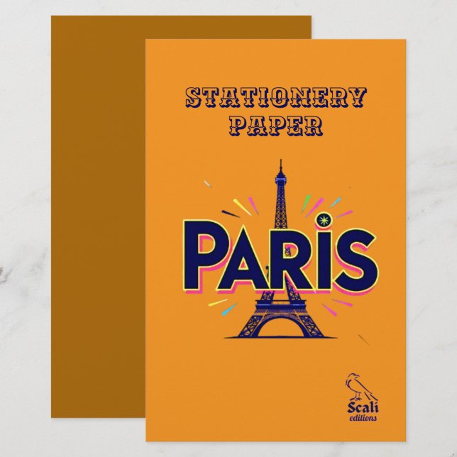 City of Lights: Bold Paris Typography Art Brevpapper (Fram/baksida)