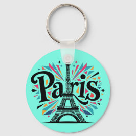 City of Lights: Bold Paris Typography Art Nyckelring