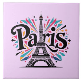 City of Ljus: Bold Paris Typography Art Kakelplatta