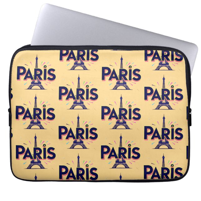 City of Ljus: Bold Paris Typography Art Laptop Fodral (Framsidan)