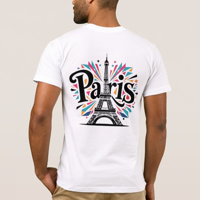 City of Ljus: Bold Paris Typography Art T Shirt (Baksida)