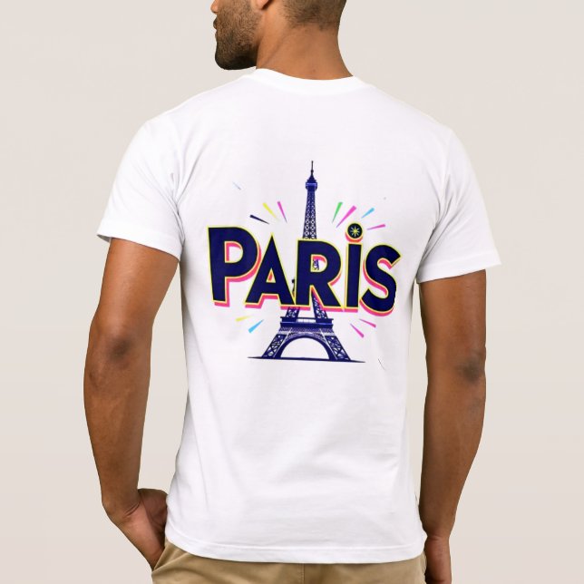 City of Ljus: Bold Paris Typography Art T Shirt (Baksida)