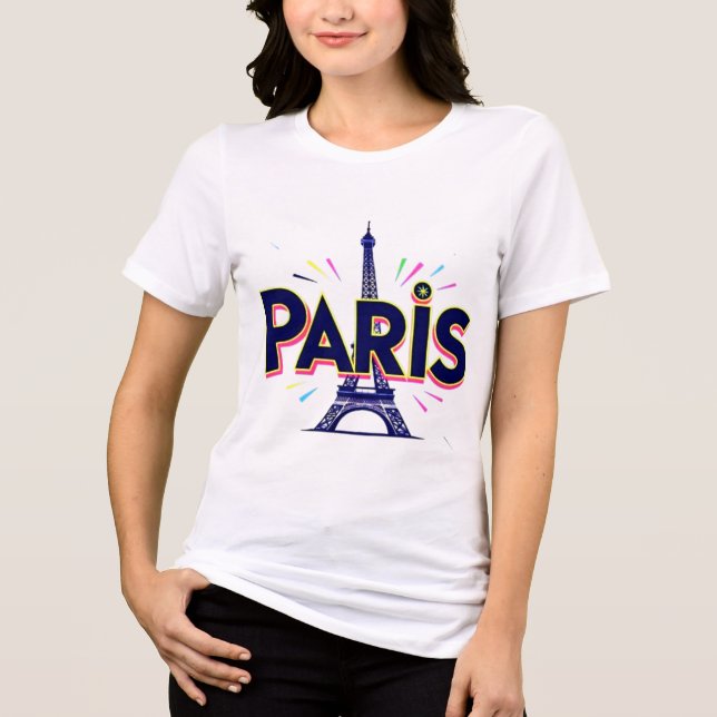 City of Ljus: Bold Paris Typography Art T Shirt (Framsida)