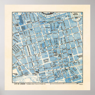 City of London Karta - Marylebone, Baker Street Poster