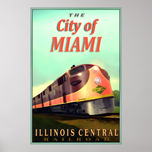 City of Miami Illinois Central Railroad Ny Affisch (Framsidan)