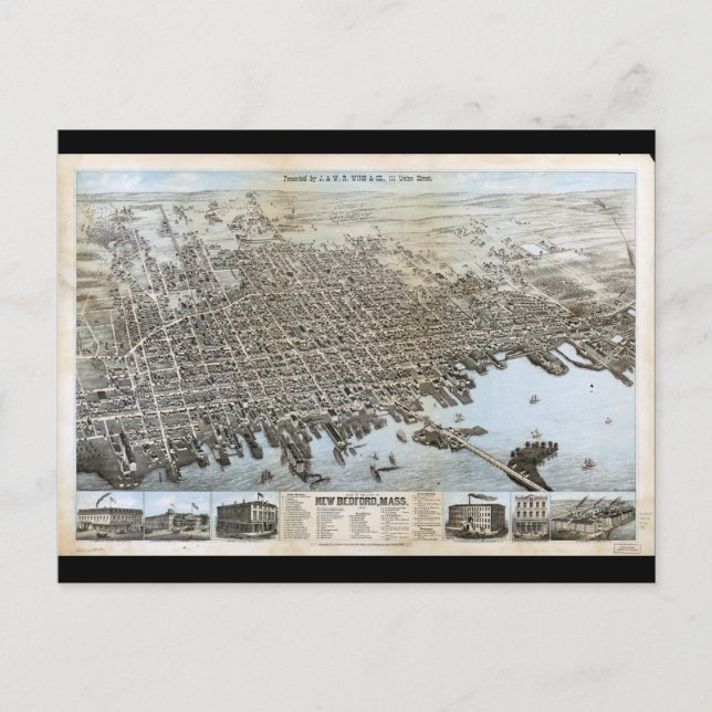 City of New Bedford Massachusetts (1876) Vykort (Framsida)