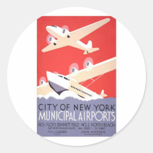 City of New York Municipal Airports Runt Klistermärke