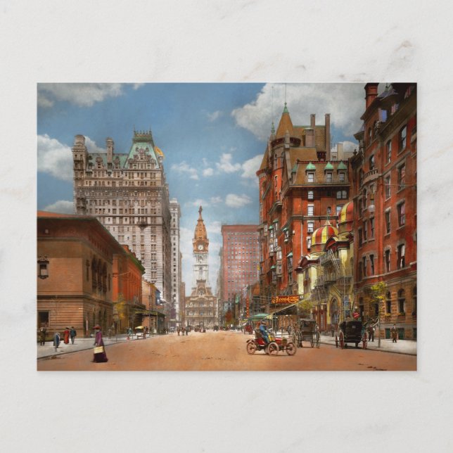 City - PA Philadelphia - Broad Street 1905 Vykort (Framsida)