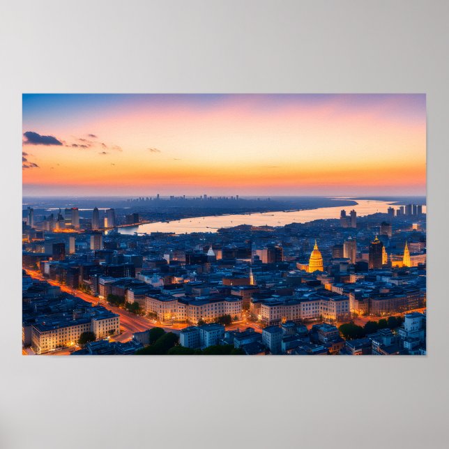 City panorama in sunset poster (Framsidan)