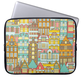 City Panorama Sketch: Houses Seamless. Laptop Fodral