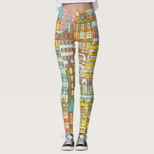 City Panorama Sketch: Houses Seamless. Leggings