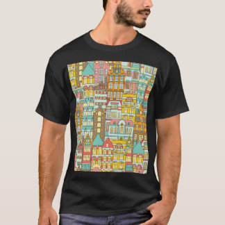 City Panorama Sketch: Houses Seamless. T Shirt