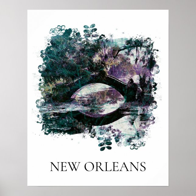 *~* City Park New Orleans Bridge Art Painting Poster (Framsidan)