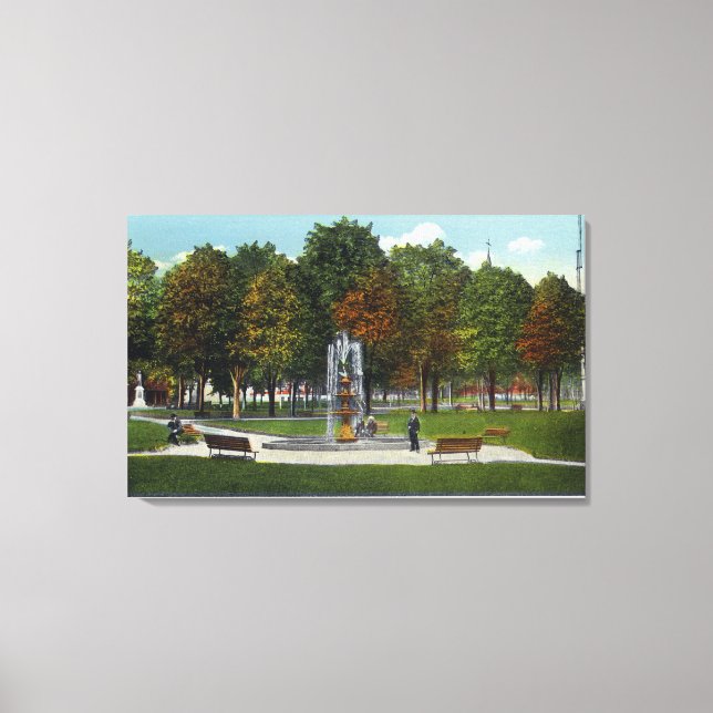City Park och Fontän Canvastryck (Framsida)