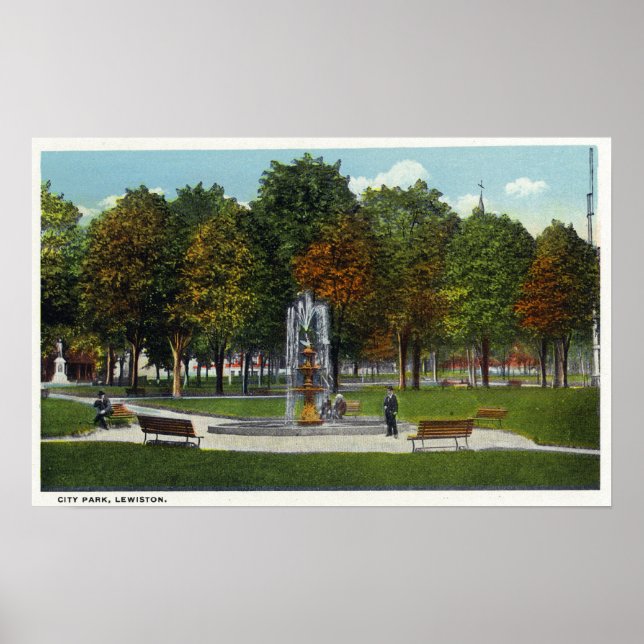 City Park och Fontän Poster (Framsidan)