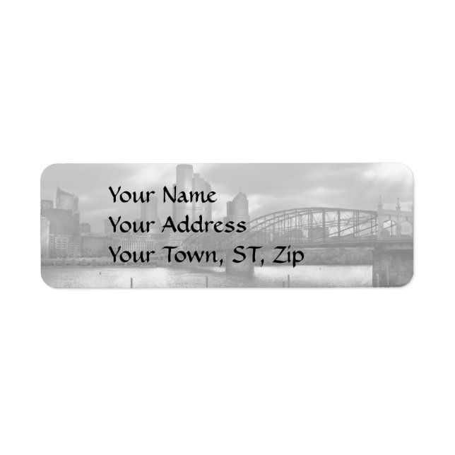 City - Pittsburgh, PA - Smithfield Bridge BW Returadress Etikett (Framsidan)