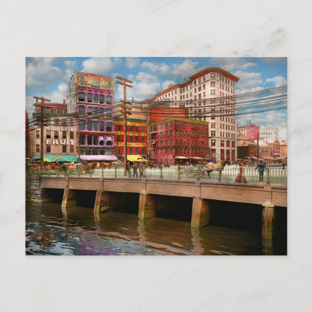 City - Providence RI - Crawford Street Bridge 1906 Vykort (Framsida)