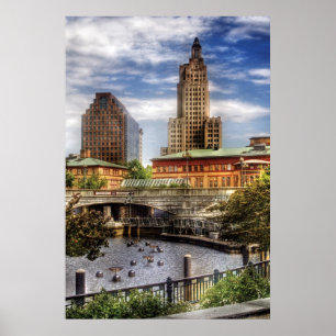 City - Providence RI - Skyline Poster