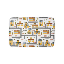 City Road Karta Mönster för barn Gult och Grått Badrumsmatta
