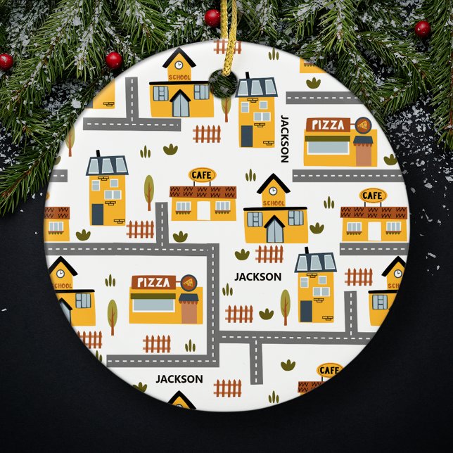 City Road Karta Mönster för barn jul Julgransprydnad Keramik (Skapare uppladdad)