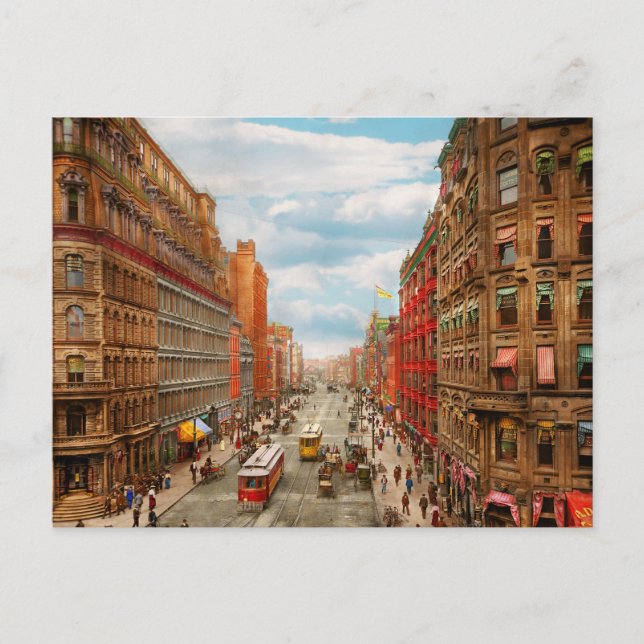 City - Rochester NY - Downtown Rochester 1904 Vykort (Framsida)