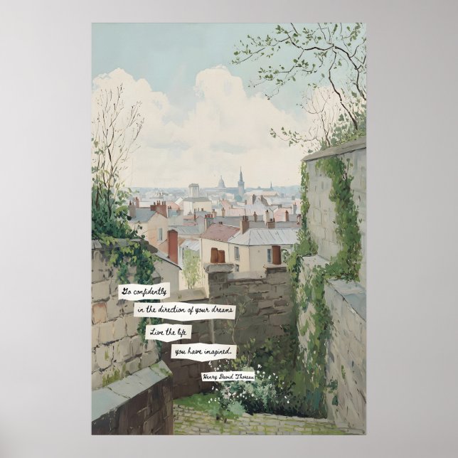 City Rooftop View Poster  Stone Walls, Literary (Framsidan)