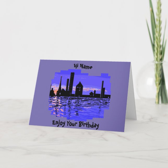 City Scape anpassade Birthday Card Kort (Framsida)