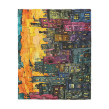 City Scape vid Sunset - Vibrant Urban Art