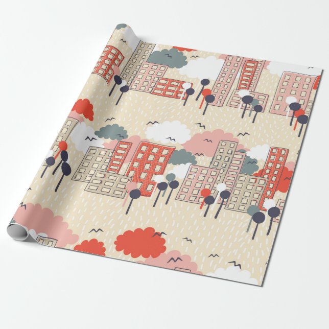 City seamless pattern presentpapper (Utrullad)