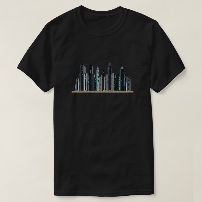 City Skyline Bookshelf - Minimalist T-Shirt Unisex (Design framsida)