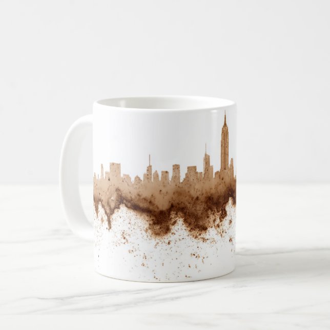 City Skyline Coffee Stain Art Kaffemugg (Framsida vänster)