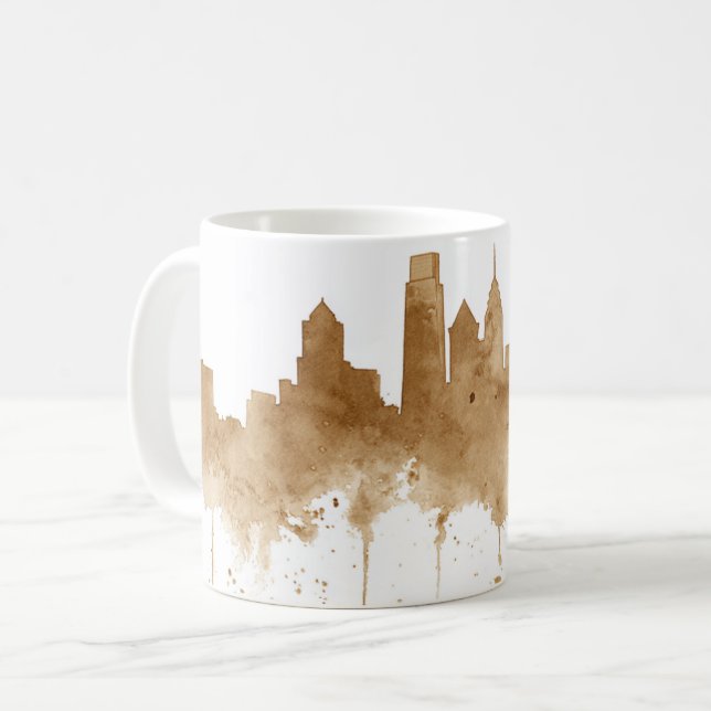 City Skyline Coffee Stain Art Kaffemugg (Framsida vänster)
