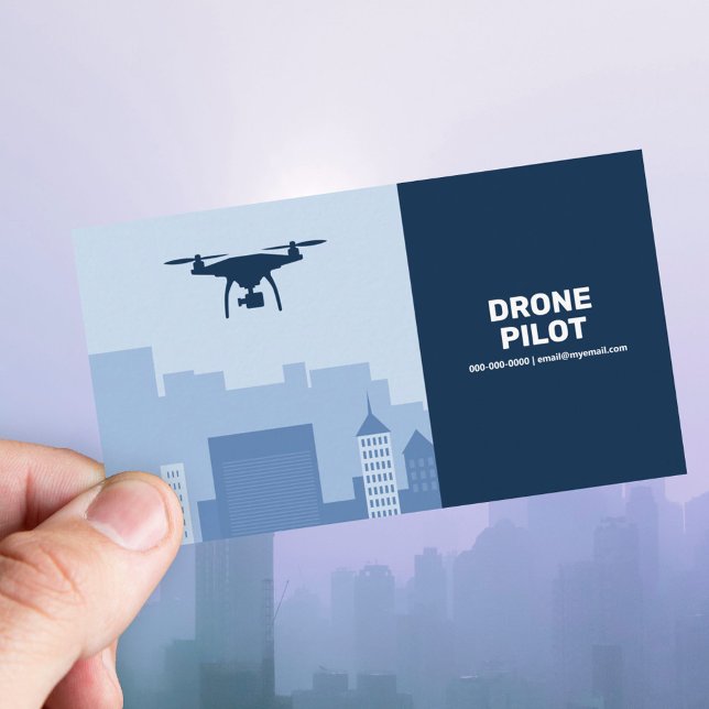 City Skyline - Drone Pilot Visitkort (City Skyline - Drone Pilot Business Card)