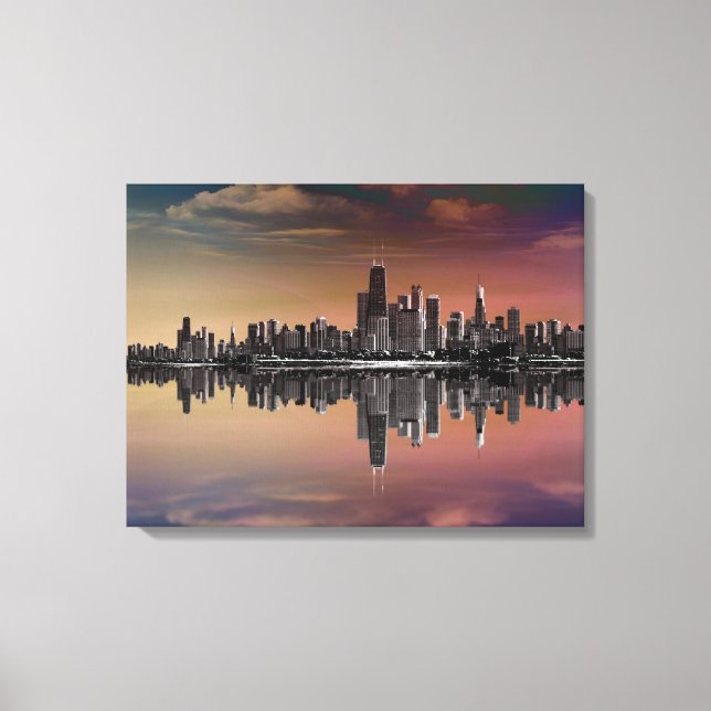 City Skyline Dusk Canvastryck (Framsida)