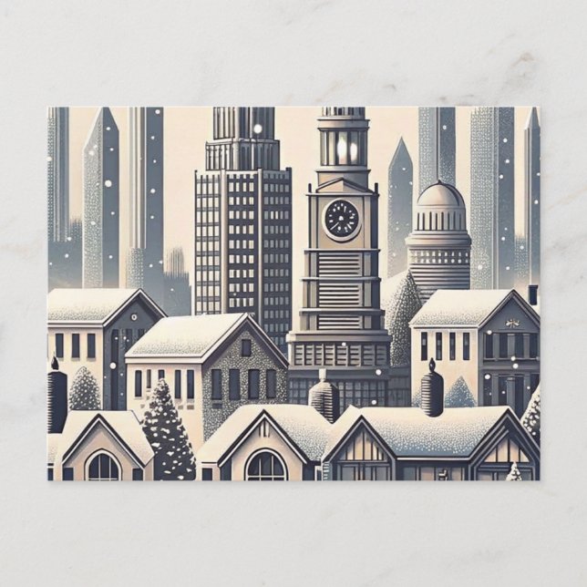 City Skyline Hanukkah Julkort Vykort (Framsida)