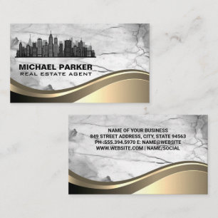 City Skyline Marble Metallic Visitkort
