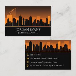 City Skyline Professionell Orange och Black Busine Visitkort