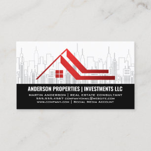 City Skyline Red Realtor-Logotyp Visitkort
